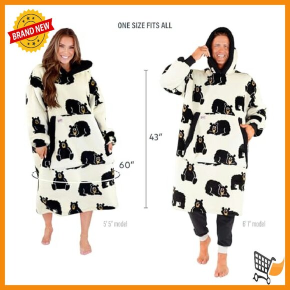 Oversized Wearable Blanket Hoodie, One Size Fits All, Super Soft Fleece - Picture 7 of 7